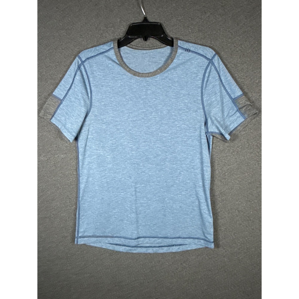Lululemon Mens Short Sleeve Heathered Blue Training Shirt Size M athletic gym